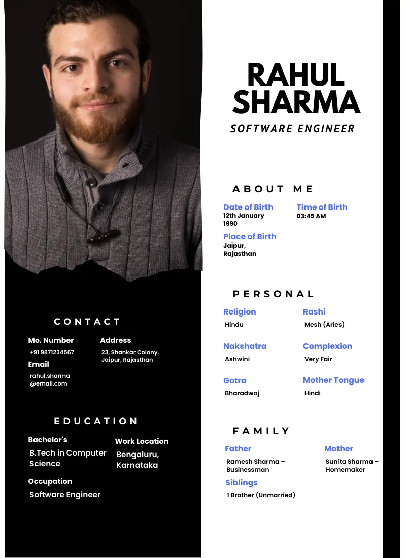 Marriage Biodata Formats For Brahmin