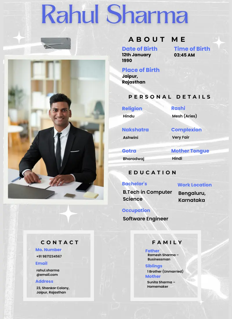 Marriage Biodata Formats For Hindu