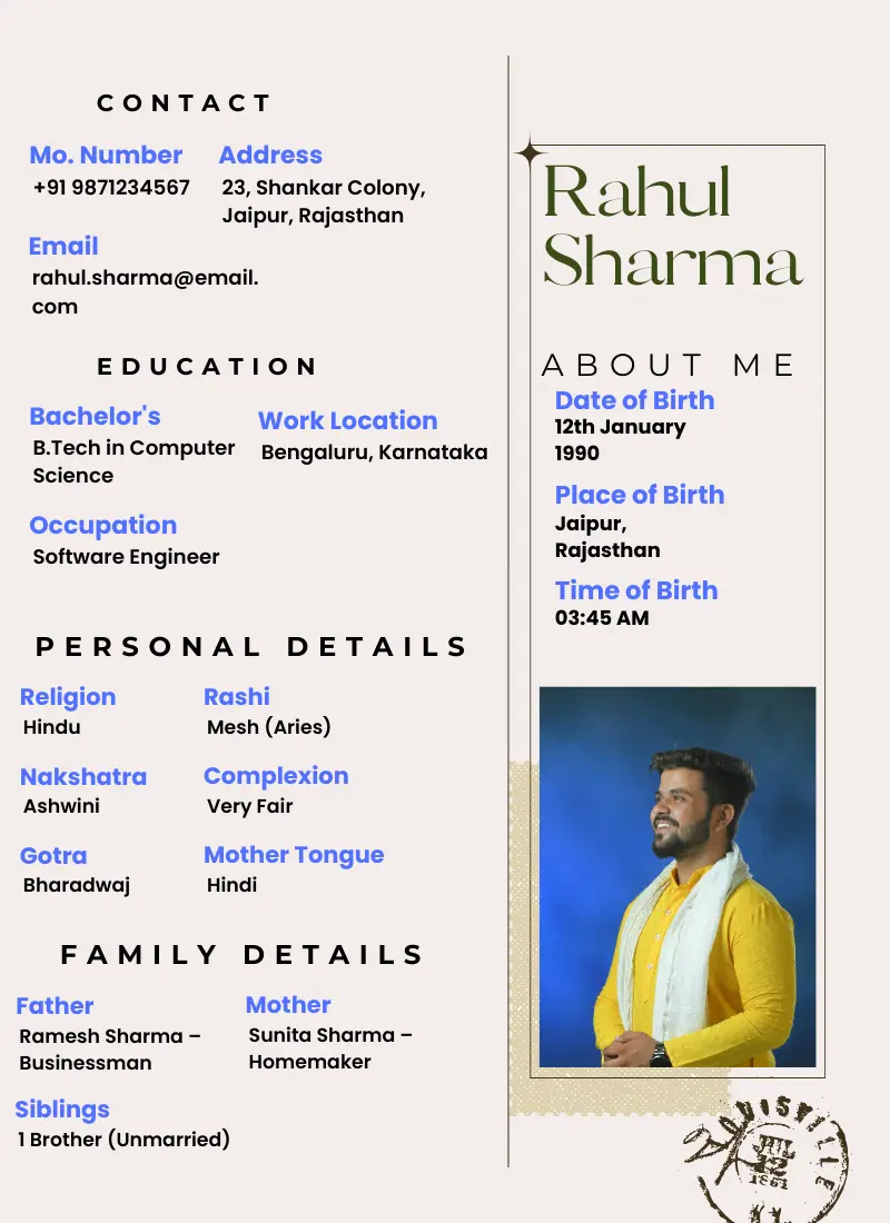 Software For Marriage Biodata